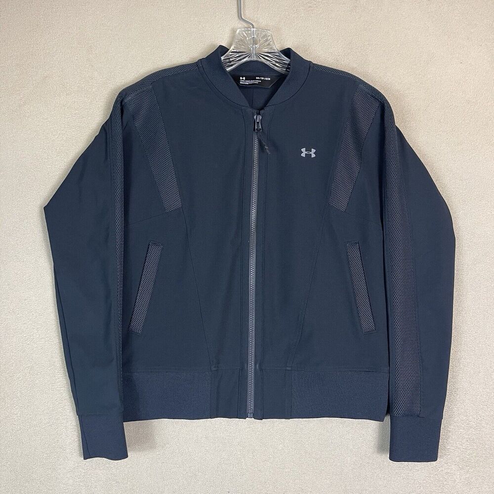Under Armour Jacket Womens Extra Small Black Mixed Media Full Zip Athletic